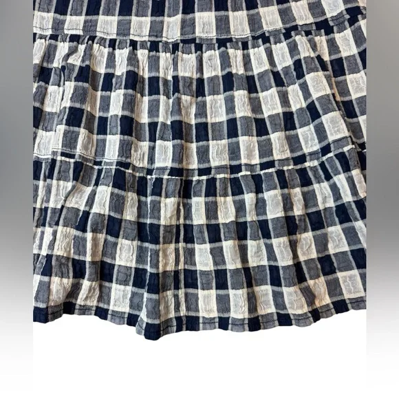 Anthropologie Pilcro The Letterpress Checker Blue Tiered Shirt Size S NWOT - Picture 8 of 8